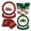 Nuevo plato de papel desechable y juego de cubiertos con temática de camión navideño transfronterizo, suministros para fiesta