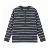 Primavera y Otoño Nuevo Versátil Simple Holgado Clásico Rayas Retro Estilo Old Money Casual Manga Larga Camiseta Base Superior