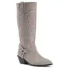Botas de moda de comercio exterior transfronterizo, botas altas de punta de talla grande para otoño e invierno, tacones altos de color liso, botas versátiles para mujer sin cordones de tacón cuadrado