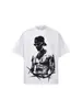 2026 Transfronterizo Justin Bieber Estilo Americano Cuello Redondo Hombros Caídos 300g Lavado Peso Pesado Manga Corta Camiseta Base para Hombre