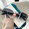 2026 Nuevas Gafas de Sol Sin Marco de Color Degradado de Alta Gama con Borde Cortado Gafas de Sol Sencillas y Elegantes para Redes Sociales Gafas de Sol para Mujer