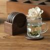 Juego de posavasos de madera nogal negro redondo madera maciza posavasos de té creativo juego de té kung fu salvamanteles portavasos
