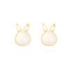 Pendientes de conejo con piedra de ojo de gato pequeños y sencillos con aguja de plata 925, modernos, ligeros, de lujo, de moda, de celebridades de Internet, del mismo estilo.