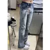 Jeans flare de cintura baixa estilo americano para mulheres, nova coleção de verão, design moderno e estiloso, corte justo, versátil e elástico