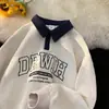 Moletom Polo de Manga Longa Waffle para Homens 2024 Outono Nova Marca de Moda Gola Lapela Contraste Bordado de Letra Top Casual