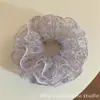 Goma para el pelo de organza floral color lila dulce para mujer, estilo pastoral, suave y elegante, versátil para el uso diario