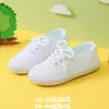 Zapatos de Niño Zapatos Blancos Niños y Estudiantes Zapatos de Lona Suela Plana Parte Superior Baja Correa Jardín de Niños Interior Niñas Tenis Blancos