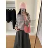 Suéter de punto para mujer de otoño e invierno, camisa base a rayas, estilo holgado y casual, media cremallera, cuello camisero, casual y versátil para otoño e invierno