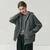 Novo Cardigã de Cashmere Feminino Outono e Inverno 2025 Espesso Resistente Versátil com Capuz e Bolsos