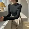 Foto real~ Suéter de malha patchwork estilo coreano simples para outono e inverno, blusa básica de tricô versátil com gola alta meia, slim fit, para mulheres