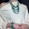 Collar Largo de Perlas Irregulares Azules Cadena para Suéter de Diseño de Nicho Versátil Personalidad Accesorios de Cadena para el Cuello de Alta Gama