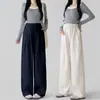 7209 Toma Real de Pantalones Rectos de Lino Lyocell Tencel con Cordón para Mujeres Embarazadas, Pantalones de Pierna Ancha, Sin Soporte para el Vientre, Sin Ajuste en el Vientre, Pantalones Casuales