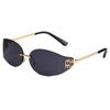 Gafas de Sol Curvas con Montura Ovalada Distintiva Moda Atractivas Sin Montura Decoración para Mujer Gafas Anti-UV