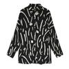 Outono 2023 Nova Graffiti Print Shirt Mulheres de manga comprida Top Loose Grande Tamanho Coreano Estilo Camisa Base