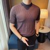 Atacado de entidade masculina de verão fina malha manga curta seda gelo camiseta gola redonda oca respirável meia manga camiseta moderna masculina