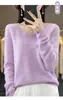 Tricô Feminino Grande Decote V Sem Costura Uma Linha Pronto Para Vestir 100 Lã Estilo Coreano Solto Para Usar Por Baixo Tricô Versátil Novo Trbottomy
