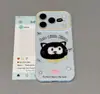 Capa de celular com gato preto e porco bordados, adequada para Apple 17 Pro Max, iPhone 16 e telefones Huawei, apresentando um design de janela em formato de coração
