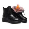 Botas de Inverno Versáteis Dropshipping Sola Plataforma Botas de Algodão Sola Grossa Botas Martin Sapatos Mãe Femininos Botas Curtas Quentes com Forro de Lã