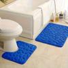 Tapete de banheiro três peças transfronteiriço, estilo pedras, absorvente, tapete pequeno para porta, antiderrapante, flanela de coral com relevo