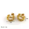 Europa y Estados Unidos INS red net nueva moda pendientes simple acero inoxidable C semicírculo bola de acero 18K pendientes pendientes damas