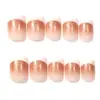 Conjunto de Arte de Unhas de 24 Peças Mais Vendido na Europa e América para Comércio Exterior, Unhas Postiças Quadradas Curtas Francesas Gradiente Frescas da Moda Atacado