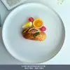 Plato Estilo Europeo Repujado Estilo Occidental Retro Plato Grande Plato Hogar Sensación Lujo Ligero Bistec Paglionella Plato Cerámico con Micro Defecto