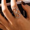 Nicho Europeo y Americano Anillo Abierto Ajustable de 8 Caracteres Material de Acero Opaco PVD Galvanoplastia Diseño Creativo Anillo Ajustable