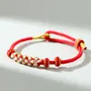 Pulsera de Nudo Flor de Durazno para Hombres y Mujeres, Hilo Rojo Flor de Durazno Producto Semi-Terminado DIY, Se Puede Ensartar con Cuentas, Accesorio, Pulsera de Cuentas de la Suerte, Regalo