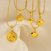 Collar Europeo y Americano Transfronterizo Retro de Alta Gama Cara Sonriente Girasol Luna Acero Inoxidable Chapado en Oro de 18K para Mujer en Stock Venta al por Mayor