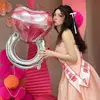 Accesorios para fotos de boda, anillos creativos de diamante, globos, decoraciones de celebridades de internet para registro de matrimonio, compromiso, propuesta y confesión, decoraciones en forma de corazón