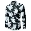 Camisa de Manga Longa Casual Masculina Solta Respirável Série Halloween 3D Impressa com Moldura de Caveira Europeia e Americana Transfronteiriça
