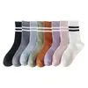 Calcetines Antideslizantes de Yoga para Mujer, Calcetines Rayados de Media Pantorrilla para Baile, Trampolín, Pilates, Fitness Deportivo con Absorción de Impactos para Interiores