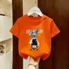 Camiseta de Moda para Niños Estilo Americano Fresca Ins con Estampado, Nueva de Verano Ajuste Holgado Versátil Manga Corta de Algodón Puro para Niños Mayores