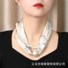 Bufanda de Seda con Hebilla Magnética de Perla Estilo Nacional de Moda Cadena de Perlas conjunto Moda Estilo Occidental Bufanda Larga Estilo Francés Bufanda Decorativa para el Cuello