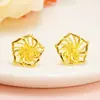 Aretes de Oro de Imitación para Mujer Que No Se Desvanecerán por Mucho Tiempo, Rosas, Accesorios de Aretes de Aleación Niche Frescos de Alta Gama con Oro Arena
