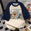 Camiseta de Manga Corta con Diseño de Estampado de Dibujos Animados Color-Blocking Divertido 2026 Verano Nuevo Versátil de Estilo Vintage