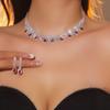 El Juego de Collar y Aretes de Zafiro y Pedrería más Caliente de Amazon Collar y Aretes de Lujo Joyería Nupcial Juego de Dos Piezas