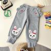 Pantalones Largos de Forro Polar 3D de Conejo Estilo Japonés para Niñas, para Uso en Exteriores, Invierno Nuevo, Pantalones Largos de Dibujos Animados para Niños 6066