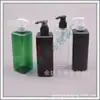 Botella transparente blanca de 300 ml con bomba, botella cuadrada para gel de ducha, botella marrón de 300 ml con bomba para loción