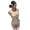 Duomila Original Lingerie Sexy Menina Coelho Empregada Uniforme com Abertura no Bumbum Pura Desejo Empregada Traje de Cozinheira Feminino qq