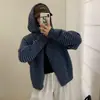 Cardigã de tricô com zíper, capuz e listras color block estilo coreano, um novo item de moda outono/inverno, versátil e estiloso, com uma vibe relaxada e casual, para mulheres