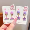 Estilo océano cola de sirena concha estrella de mar aretes para niños sin perforación orejas niñas colgante de perla a prueba de dolor lindos aretes