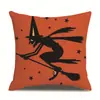 Funda de almohada de lino para Halloween, funda de cojín para reposacabezas impresa
