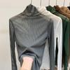 Camiseta interior de encaje con cuello alto para mujer, otoño e invierno, ropa interior nueva 2023, top de malla sexy popular pequeño europeo