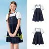 Vestido Infantil Balabala para Meninas, Novo Estilo Verão 2026 para Crianças Maiores, Falso Duas Peças, Leve, Estilo Academia