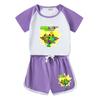Roupas de verão masculinas terno 2023 novas roupas infantis contrastam roupas de cores frias bonito puro algodão roupas esportivas infantis de verão