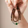 Palo de Rosa Negro Natural 06 Tendencia Nacional Pulsera de Doble Círculo Imitación Jade Azul Agua Estilo Semi-Agua Semi-Tierra Pulsera Unisex