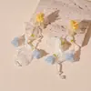 Estilo de Férias de Primavera e Verão Flor de Renda Contas de Vidro Brinco com Franja Doce e Elegante Brincos de Alta Qualidade para Mulheres