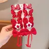 Horquilla Roja Infantil para Festival de Primavera, Pin de Tela Roja con Puntos Blancos Lindo para Niña con Lazo, Horquilla con Ambiente de Año Nuevo