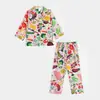 Pijama con temática de perro estilo Ins para niñas, Ropa de estar de algodón puro para primavera y otoño, Lindo pijama tipo cárdigan famoso en Internet para bebés